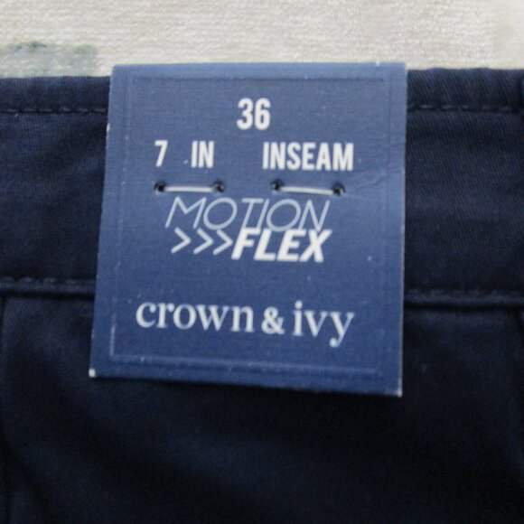 Crown & Ivy Mens Shorts SZ 36 Solid Navy Blue Motion Flex Nautical 7" Inseam NWT - Picture 9 of 9